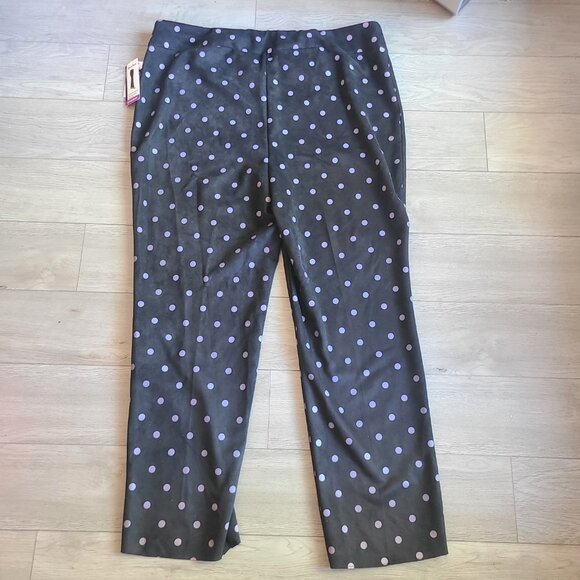 NEW Tanjay Black and Purple Polka Dot Suede Pants Size 3X - Picture 2 of 5
